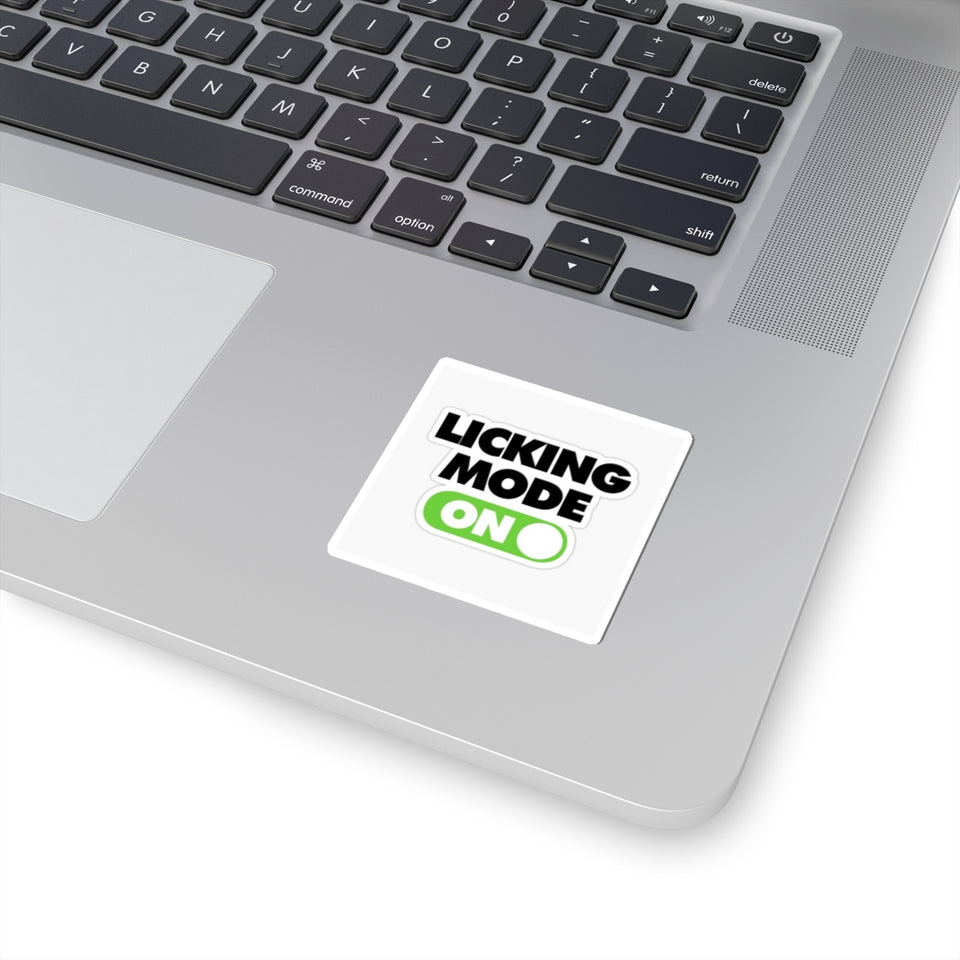 Licking Mode On Sticker — Funny Kiss-Cut Decal for Laptops, Water Bottles & Gear