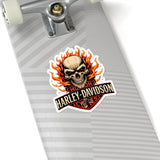 Flaming Skull Harley-Davidson Kiss-Cut Sticker
