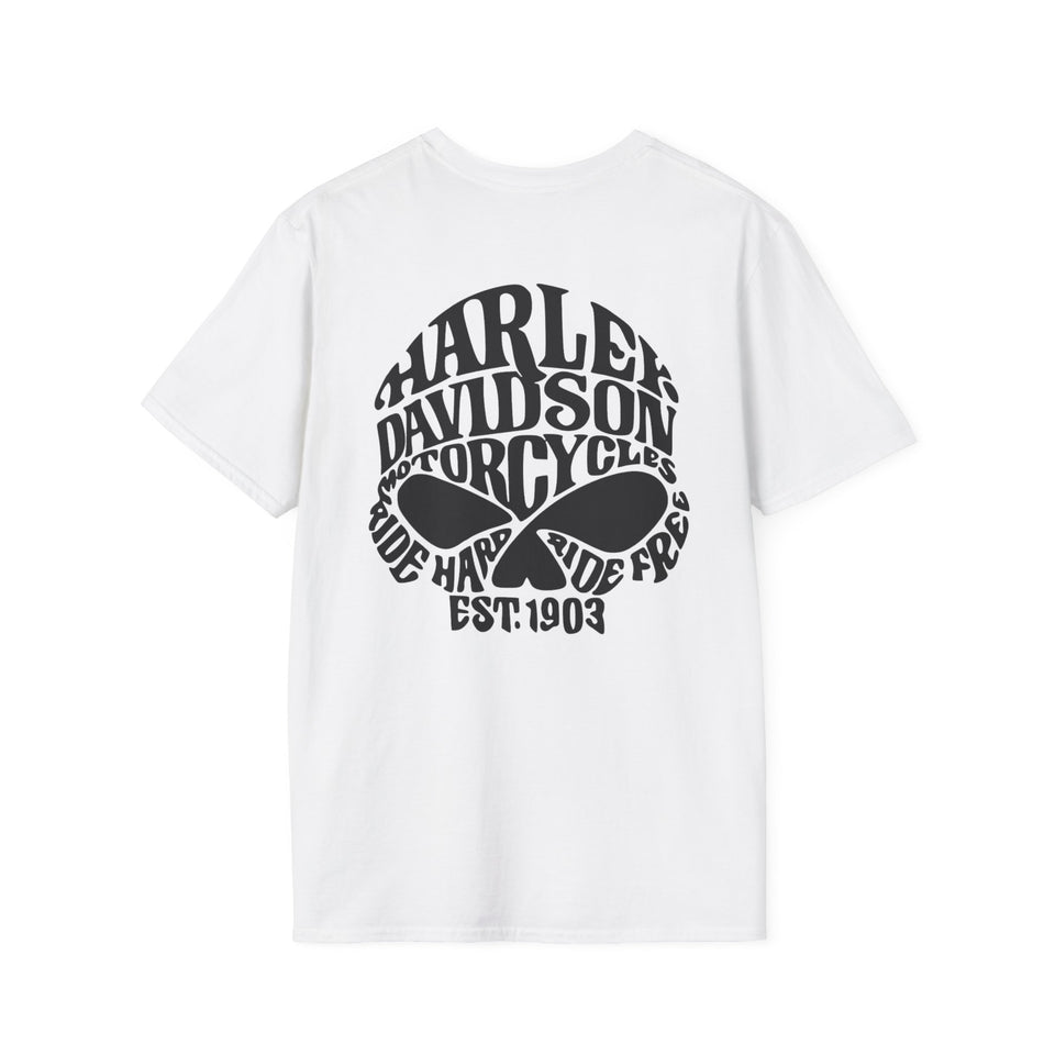 Harley Davidson Motorcycle Skull T-Shirt — Ride Hard Vintage Biker Tee