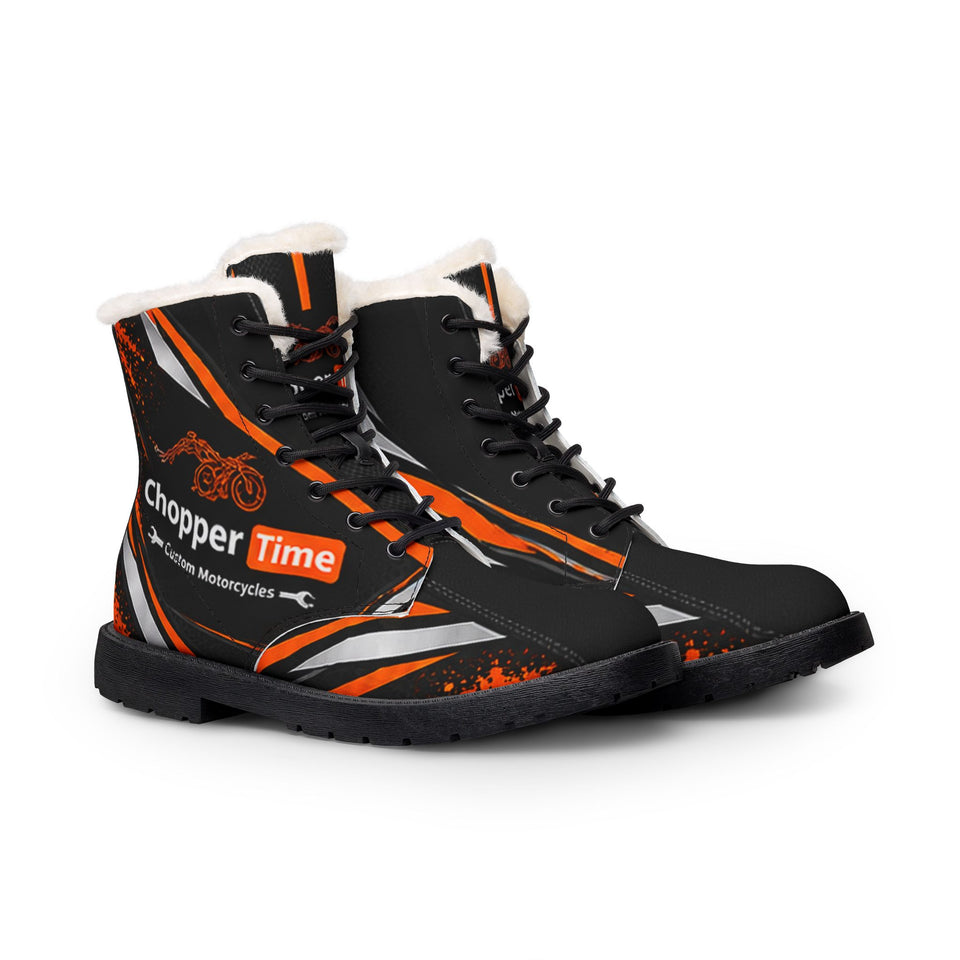Chopper Time Motorcycle Fur-Lined Boots — Men’s Insulated Biker Boots