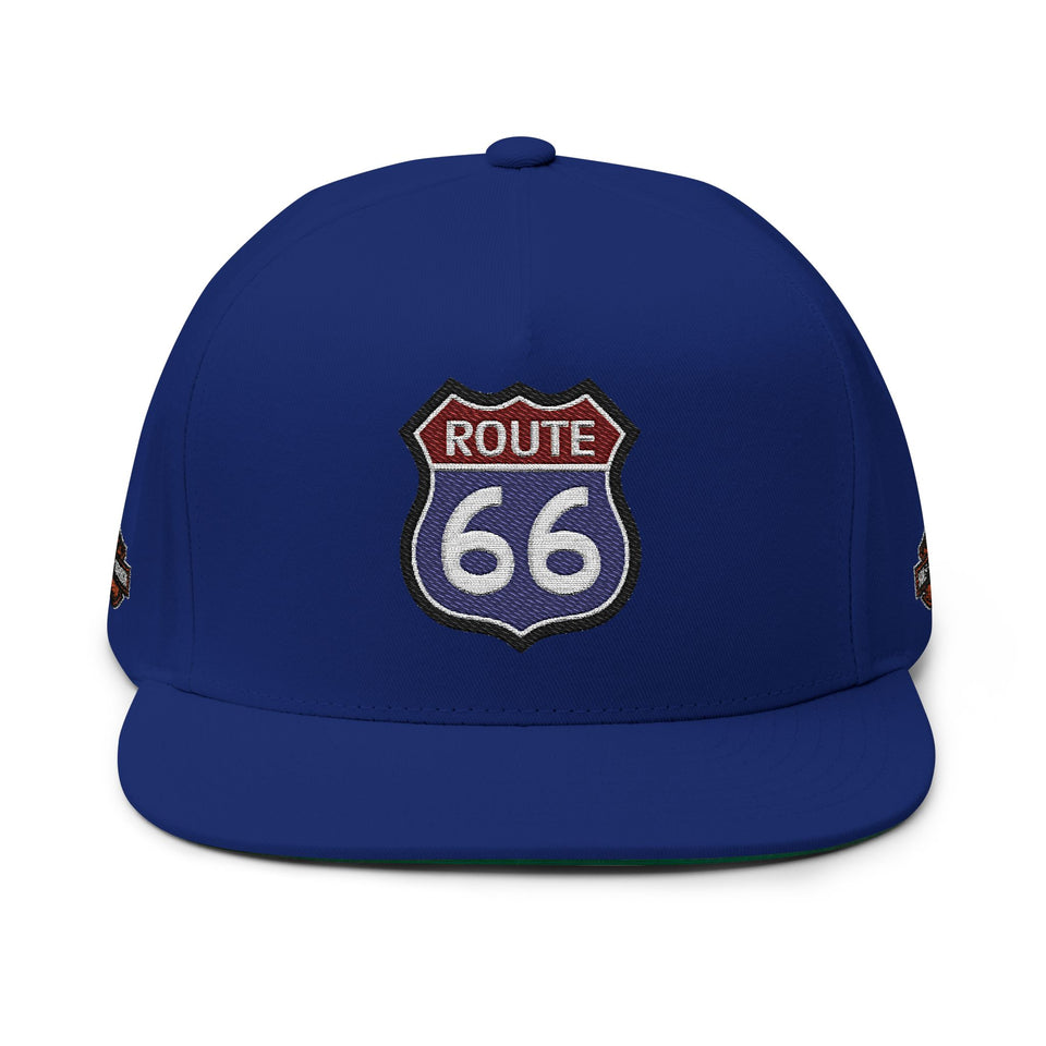 Route 66 Embroidered Flat Bill Cap