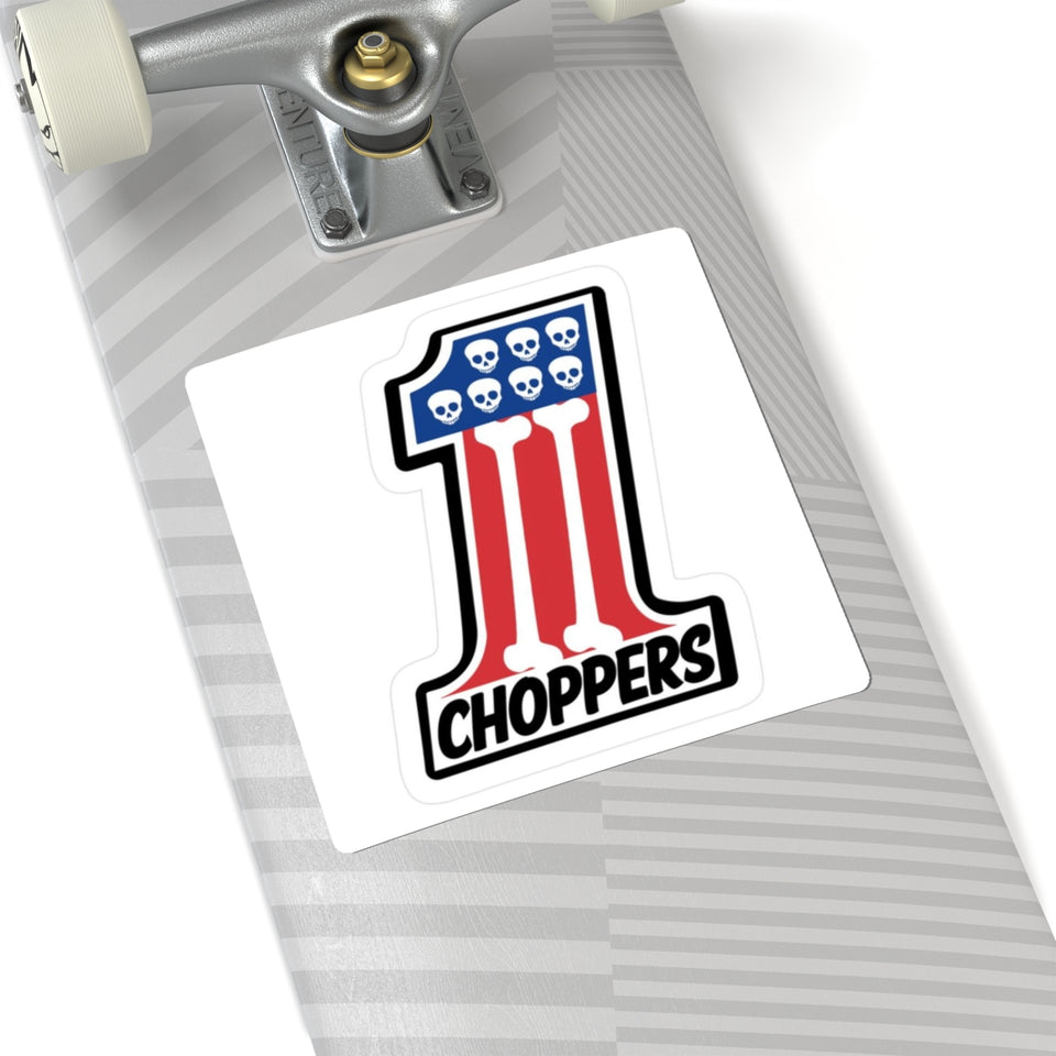 1 Choppers Skull Flag Sticker — Patriotic Motorcycle Decal