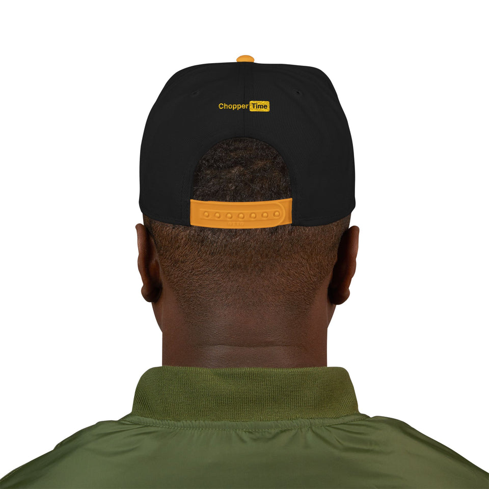 Snapback Hat — 'Time' Yellow Embroidered Streetwear Cap