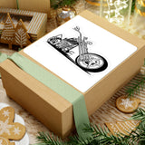 Chopper Motorcycle Kiss-Cut Sticker — Black & White Retro Bike Decal