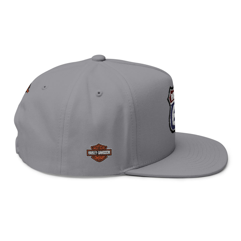 Route 66 Embroidered Flat Bill Cap