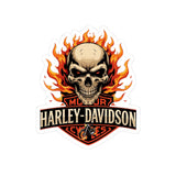 Flaming Skull Harley-Davidson Kiss-Cut Sticker