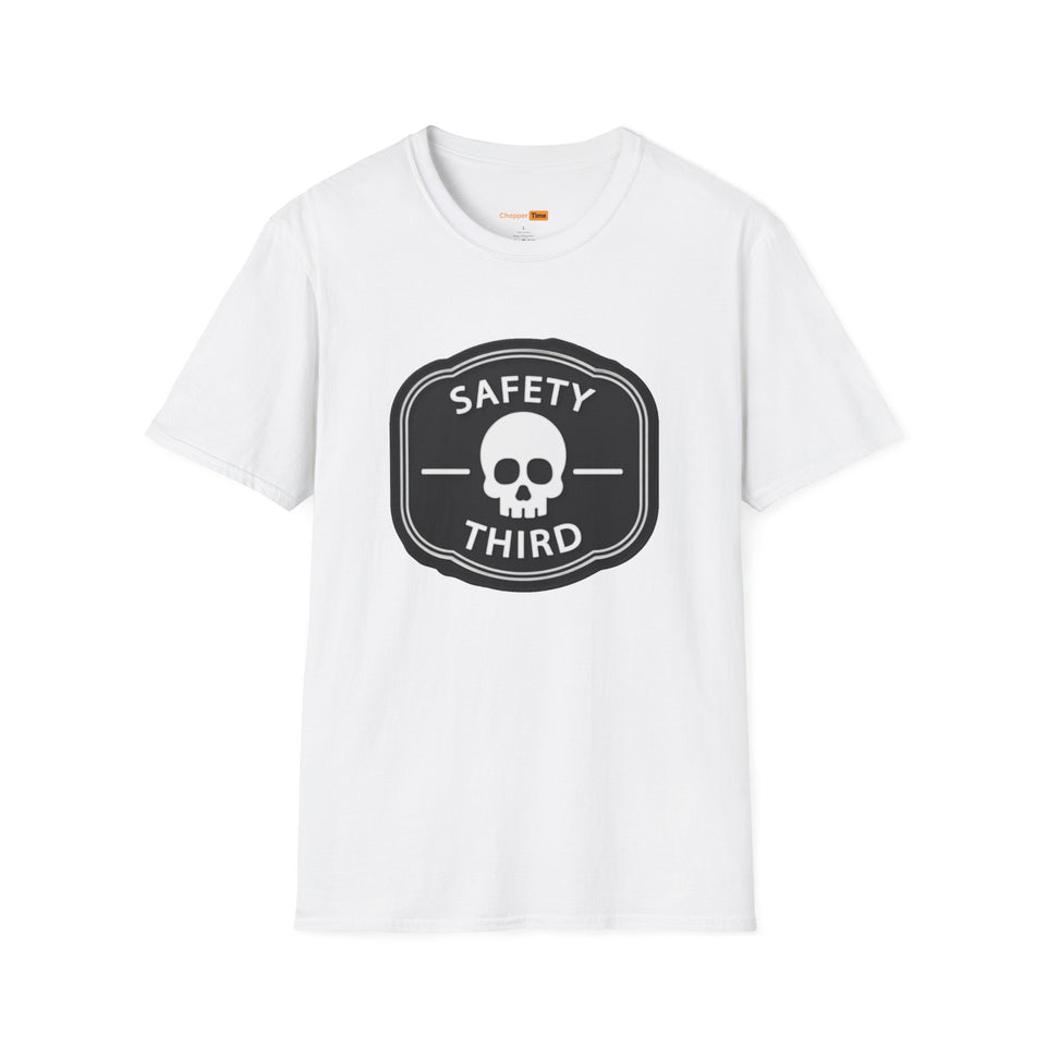 Safety Third Skull T-Shirt — Funny Retro Warning Graphic Tee