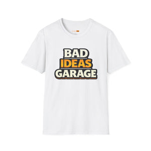 Bad Ideas Garage T-Shirt — Retro Bold Logo Tee for Car Enthusiasts & Mechanics
