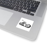 Chopper Motorcycle Kiss-Cut Sticker — Black & White Retro Bike Decal