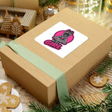 Biker Girl Kiss-Cut Sticker — Pink Motorcycle Helmet Heart Logo