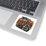 Born to Ride Motorcycle Sticker — American Flag Flame Bike Kiss-Cut