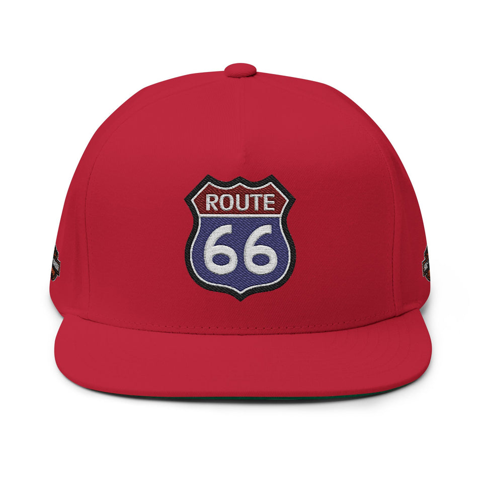 Route 66 Embroidered Flat Bill Cap