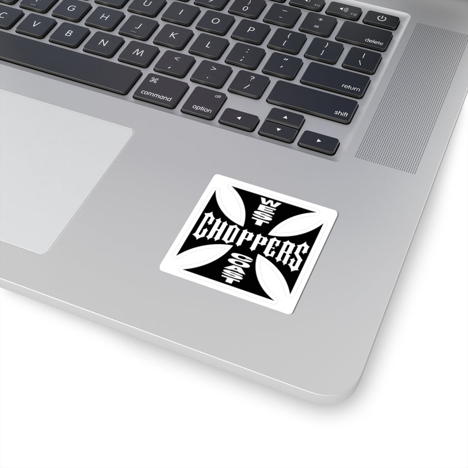 West Coast Choppers Cross Kiss-Cut Sticker — Motorcycle Biker Decal