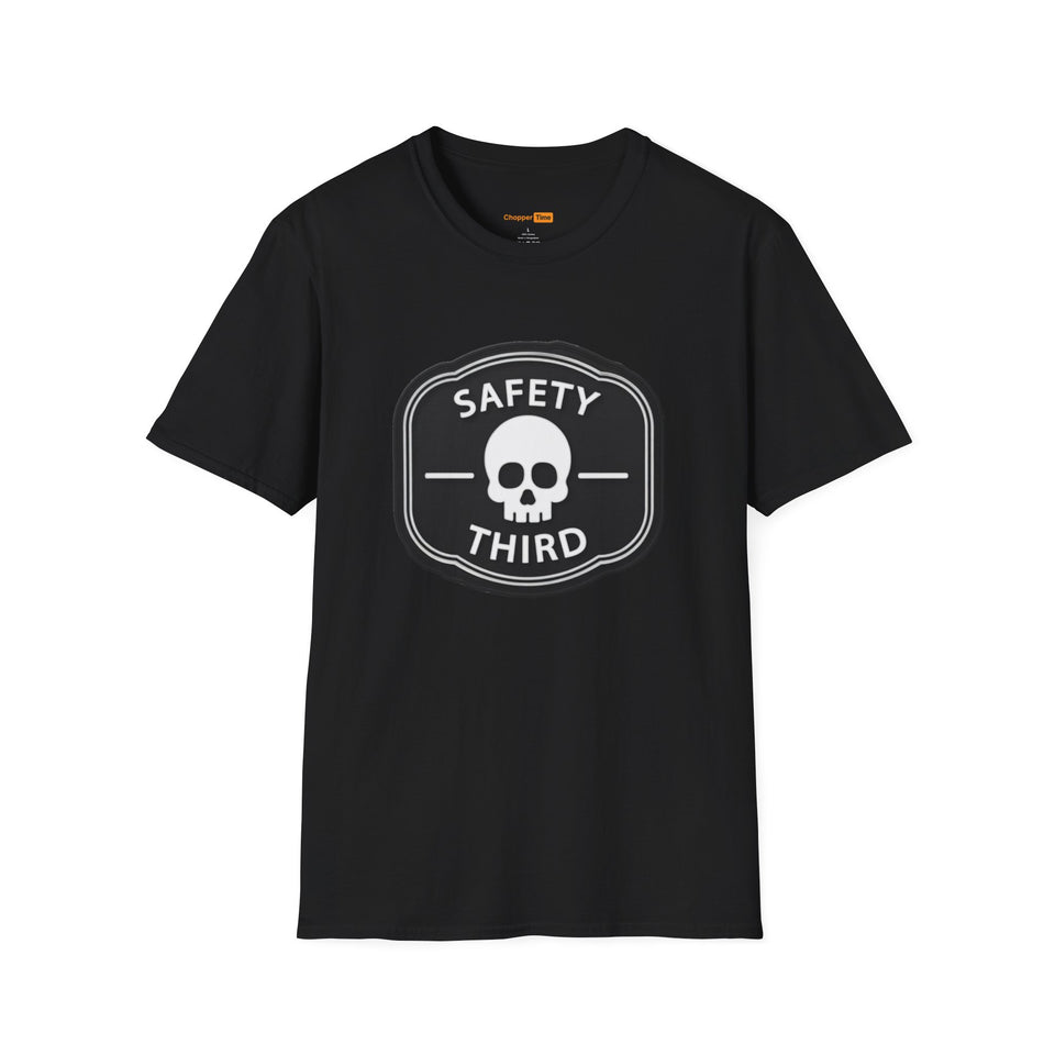 Safety Third Skull T-Shirt — Funny Retro Warning Graphic Tee