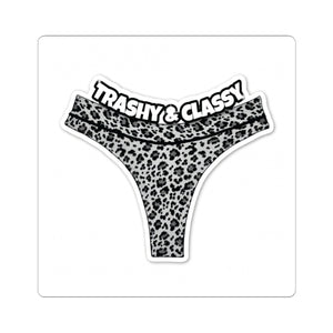 Kiss-Cut Sticker — “Trashy & Classy” Leopard Thong Sticker