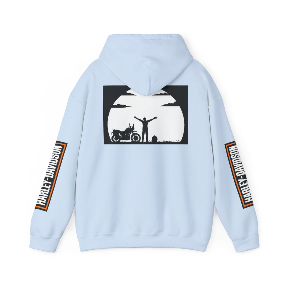 Harley-Davidson Sunset Ride Hoodie — Motorcycle Silhouette Graphic