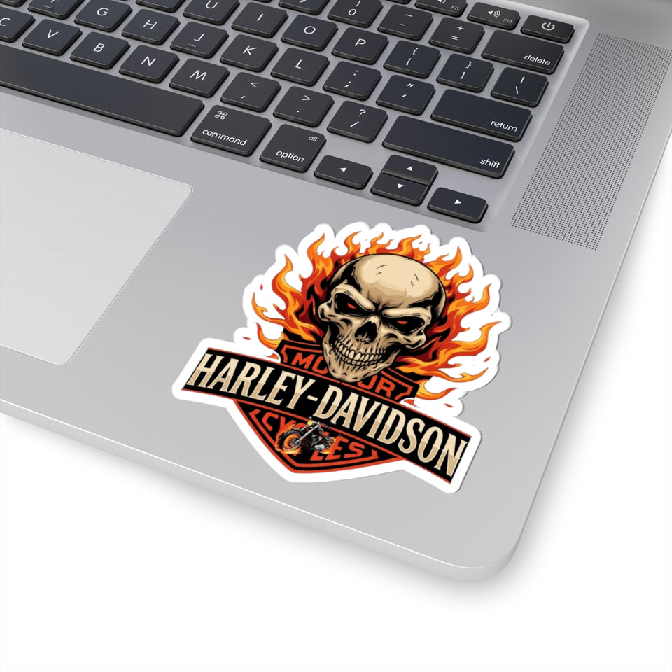 Flaming Skull Harley-Davidson Kiss-Cut Sticker