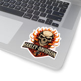 Flaming Skull Harley-Davidson Kiss-Cut Sticker
