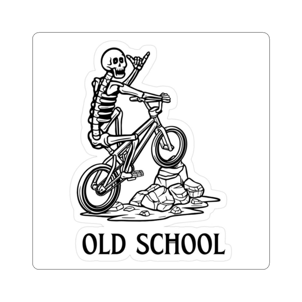 Old School Skeleton BMX Sticker — Kiss-Cut Bike Decal