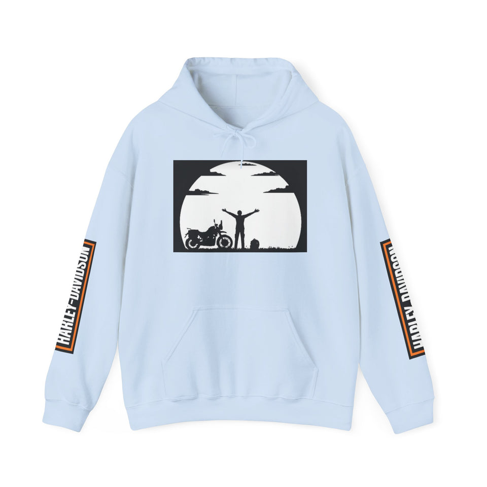 Harley-Davidson Sunset Ride Hoodie — Motorcycle Silhouette Graphic