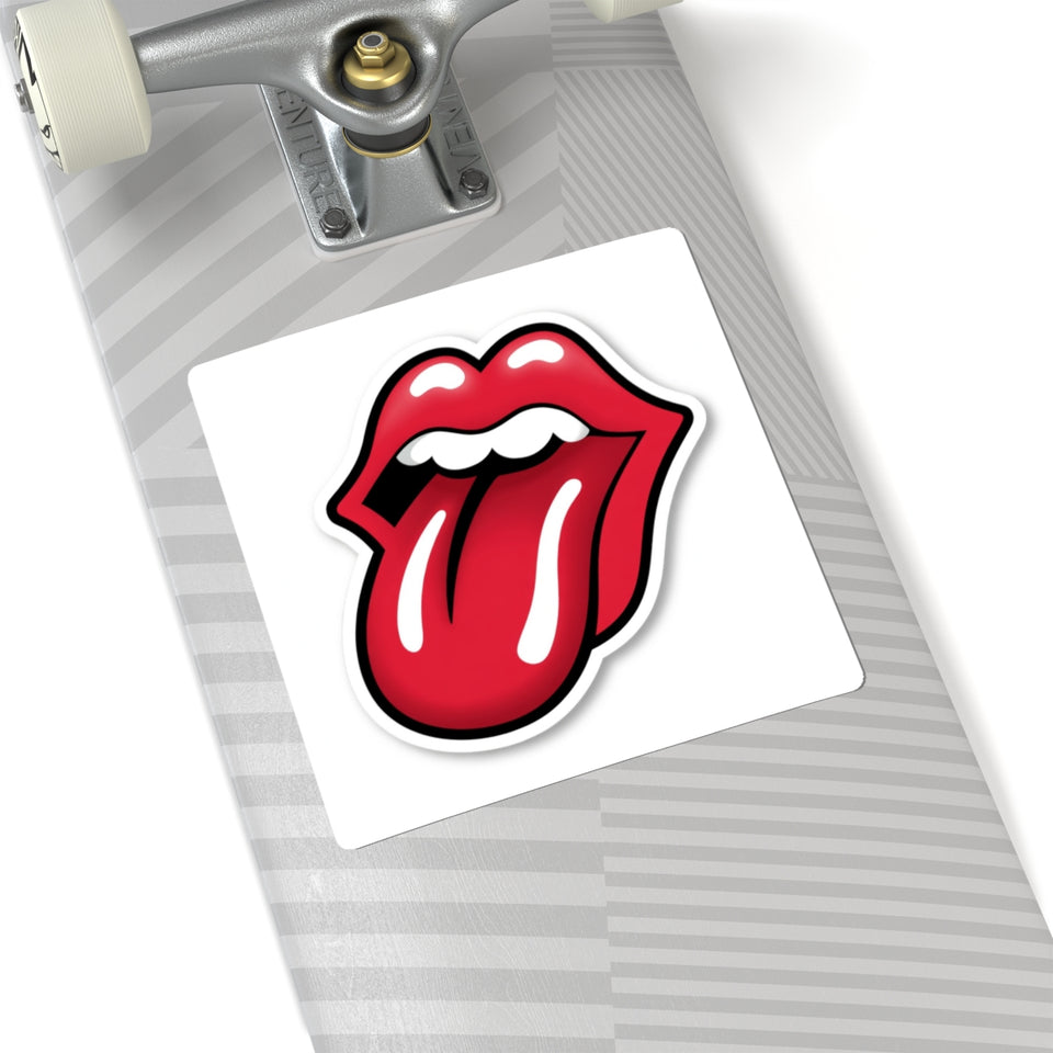 Rock Band Tongue Sticker — Red Kiss-Cut Decal for Laptops & Gear
