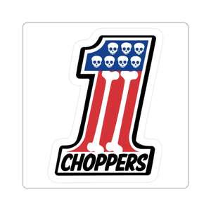 1 Choppers Skull Flag Sticker — Patriotic Motorcycle Decal