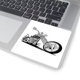 Chopper Motorcycle Kiss-Cut Sticker — Black & White Retro Bike Decal