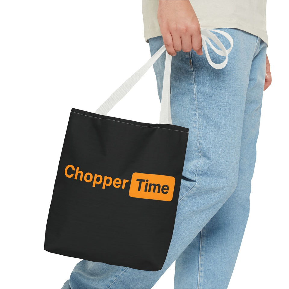 Chopper Time Tote Bag — Bold Orange Logo Canvas Tote