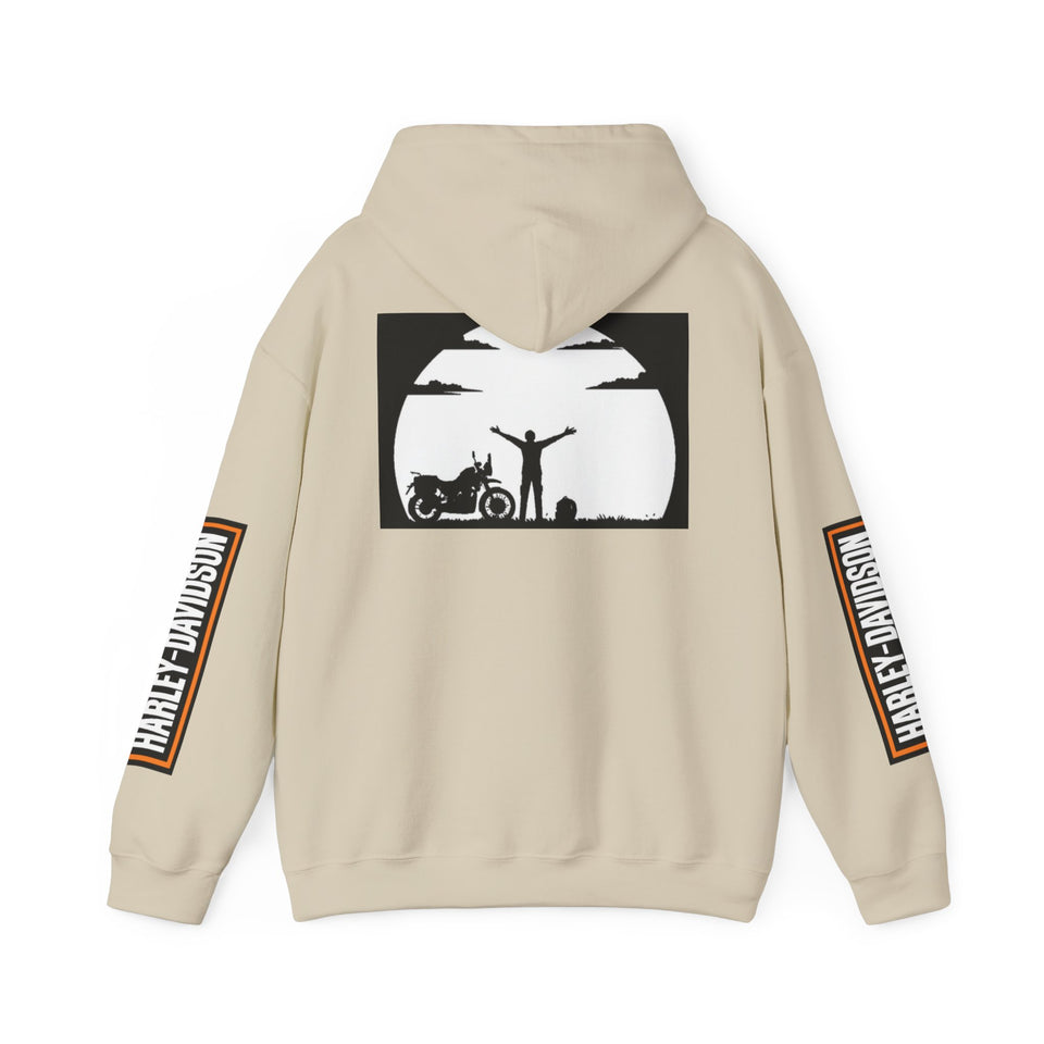 Harley-Davidson Sunset Ride Hoodie — Motorcycle Silhouette Graphic