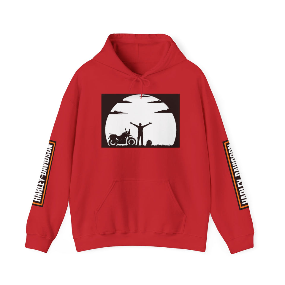 Harley-Davidson Sunset Ride Hoodie — Motorcycle Silhouette Graphic