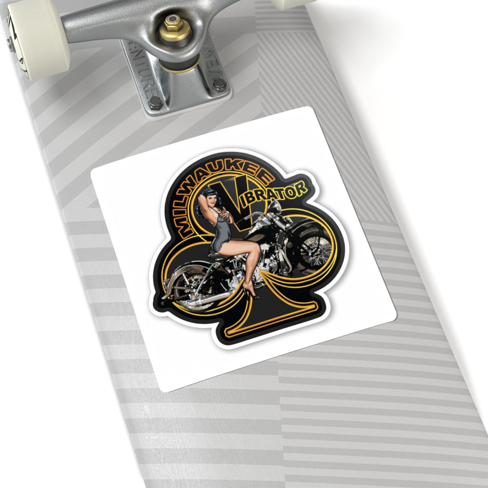 Milwaukee Vibrator Vintage Pinup Bike Sticker — Kiss-Cut Vinyl Decal