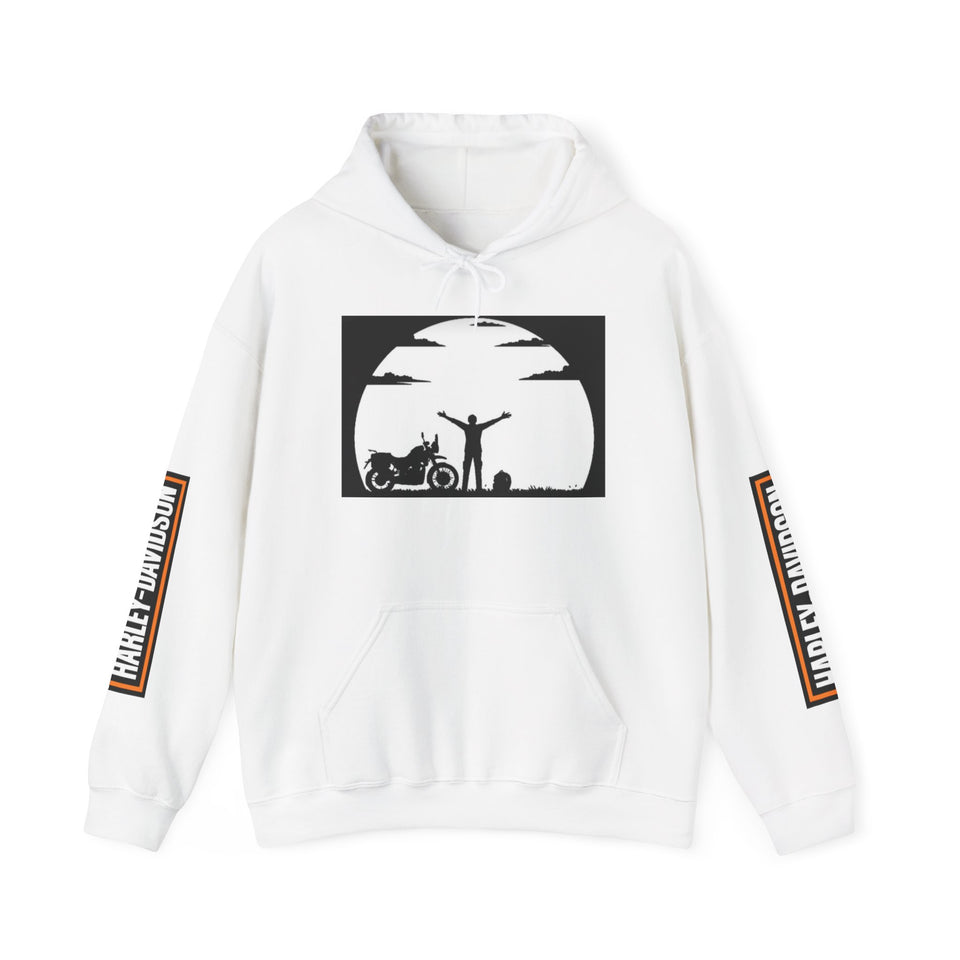 Harley-Davidson Sunset Ride Hoodie — Motorcycle Silhouette Graphic