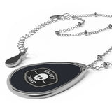 Oval Necklace — 'Safety Third' Skull Teardrop Pendant Necklace