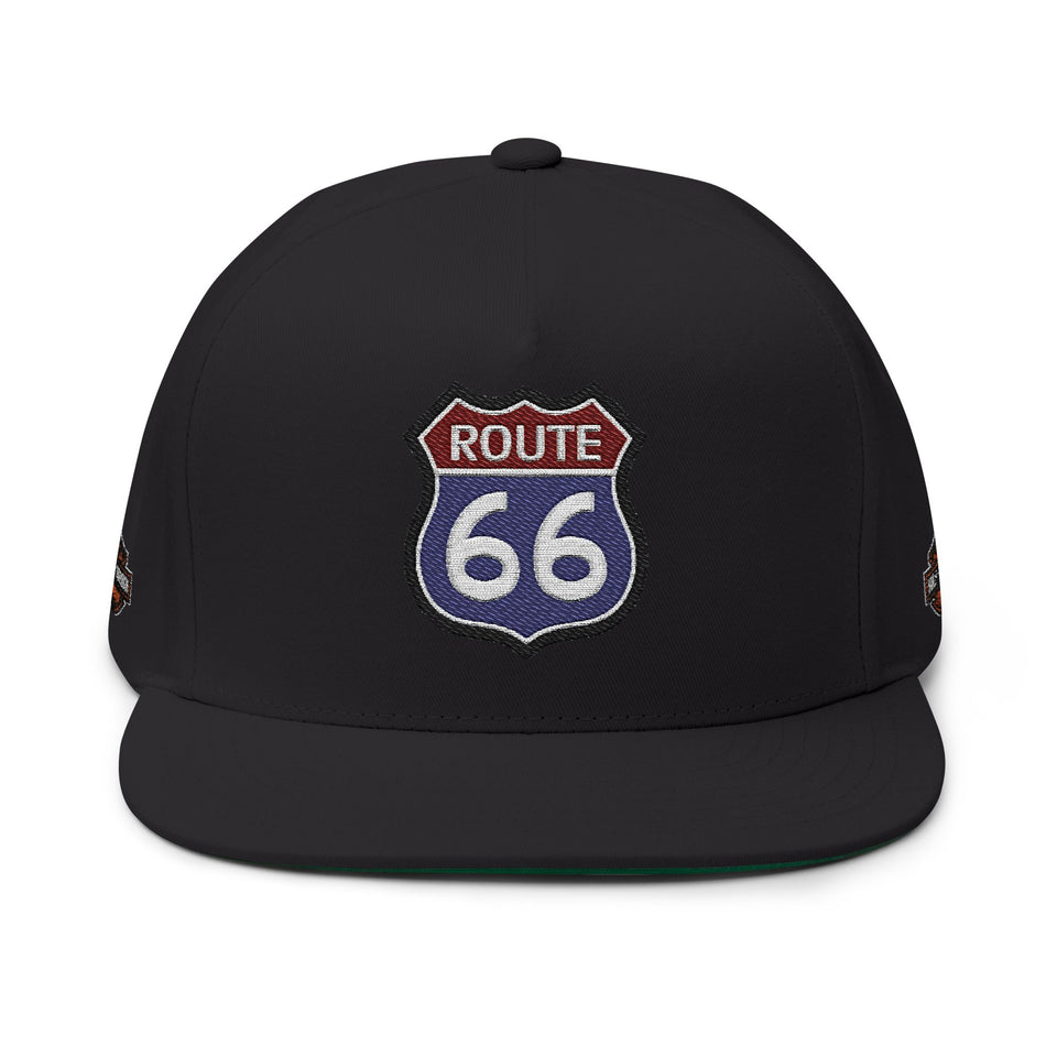 Route 66 Embroidered Flat Bill Cap