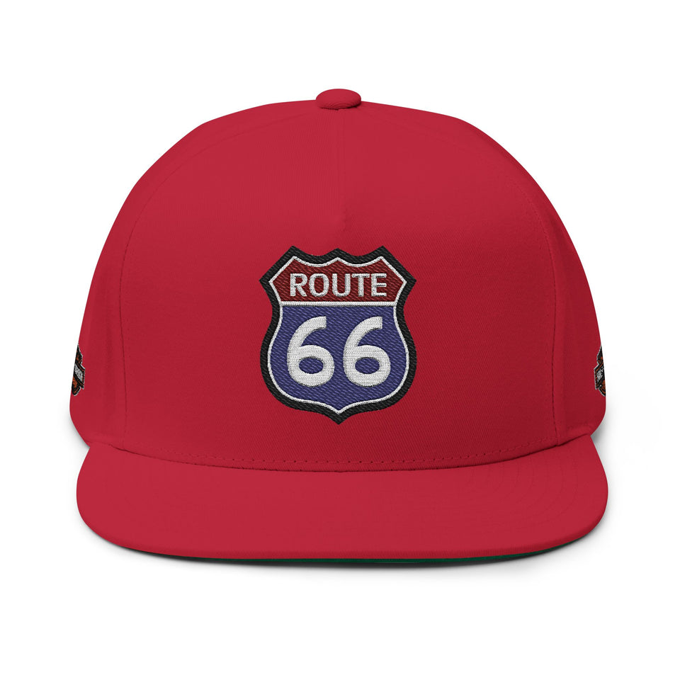 Route 66 Embroidered Flat Bill Cap