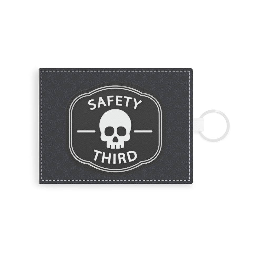 Safety Third Skull Card Holder — Saffiano Leather ID Wallet