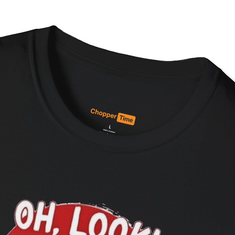 Skeleton Binoculars T‑Shirt — "Oh, Look! Nobody Gives a Sh!t" Graphic Tee