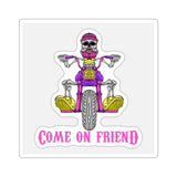 Come On Friend Motorcycle Skull Sticker — Biker Laptop Decal