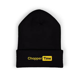 Embroidered 'Chopper Time' Cuffed Beanie — Knit Winter Hat
