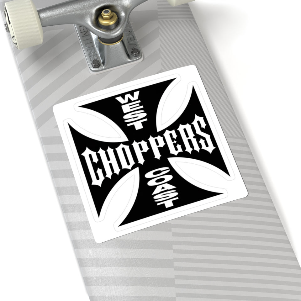 West Coast Choppers Cross Kiss-Cut Sticker — Motorcycle Biker Decal
