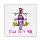 Come On Friend Motorcycle Skull Sticker — Biker Laptop Decal
