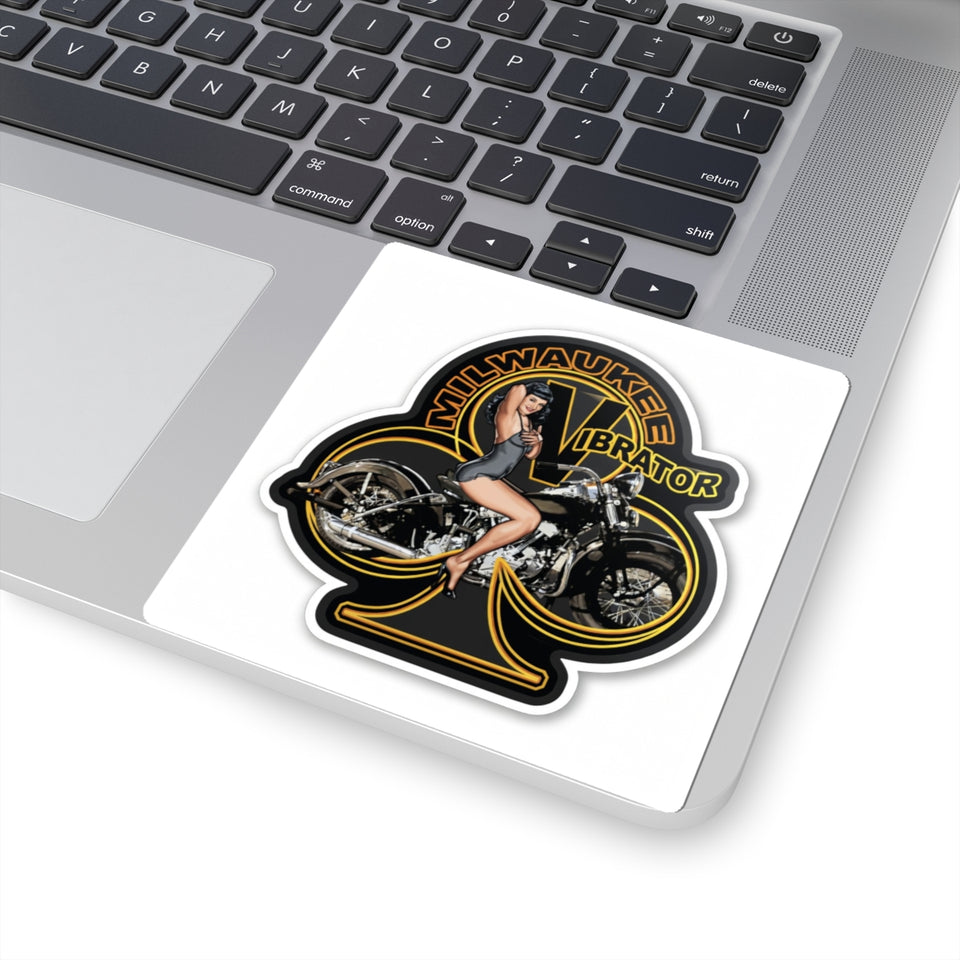 Milwaukee Vibrator Vintage Pinup Bike Sticker — Kiss-Cut Vinyl Decal