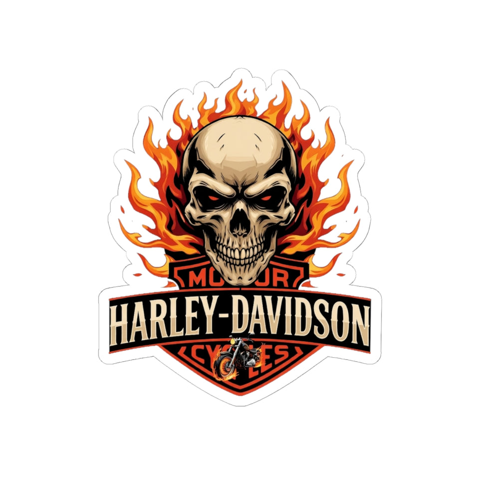 Flaming Skull Harley-Davidson Kiss-Cut Sticker