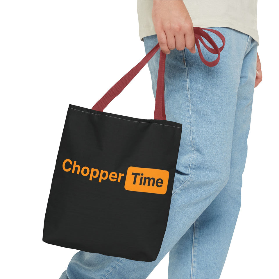 Chopper Time Tote Bag — Bold Orange Logo Canvas Tote