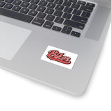 Biker Sticker — Red Script Kiss-Cut Decal for Helmets, Laptops & Bikes