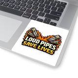 Loud Pipes Save Lives Sticker — Motorcycle Exhaust Flames Kiss-Cut Decal