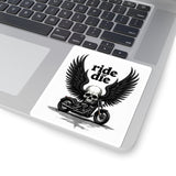 Ride or Die Motorcycle Skull Sticker - Kiss-Cut Biker Decal with Wings