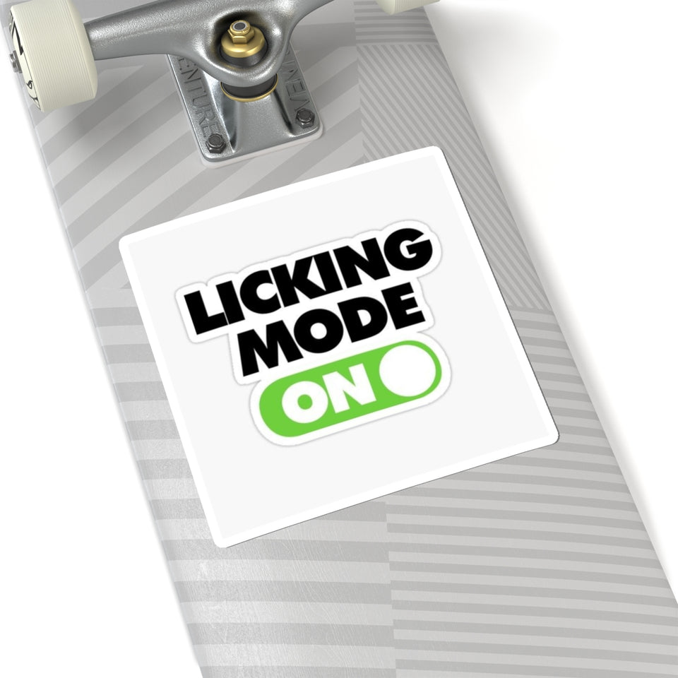 Licking Mode On Sticker — Funny Kiss-Cut Decal for Laptops, Water Bottles & Gear