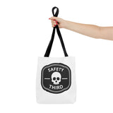 Safety Third Skull Tote Bag — Funny Biker/Mechanic Rebel Canvas Tote