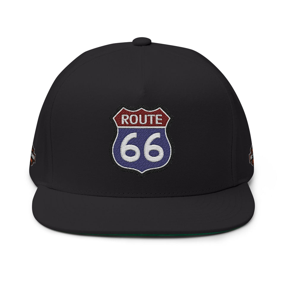 Route 66 Embroidered Flat Bill Cap